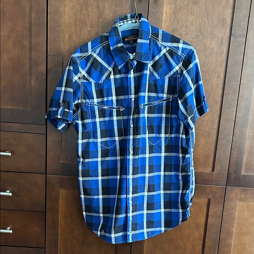 Ben Sherman Blue and Black Checkered Shirt